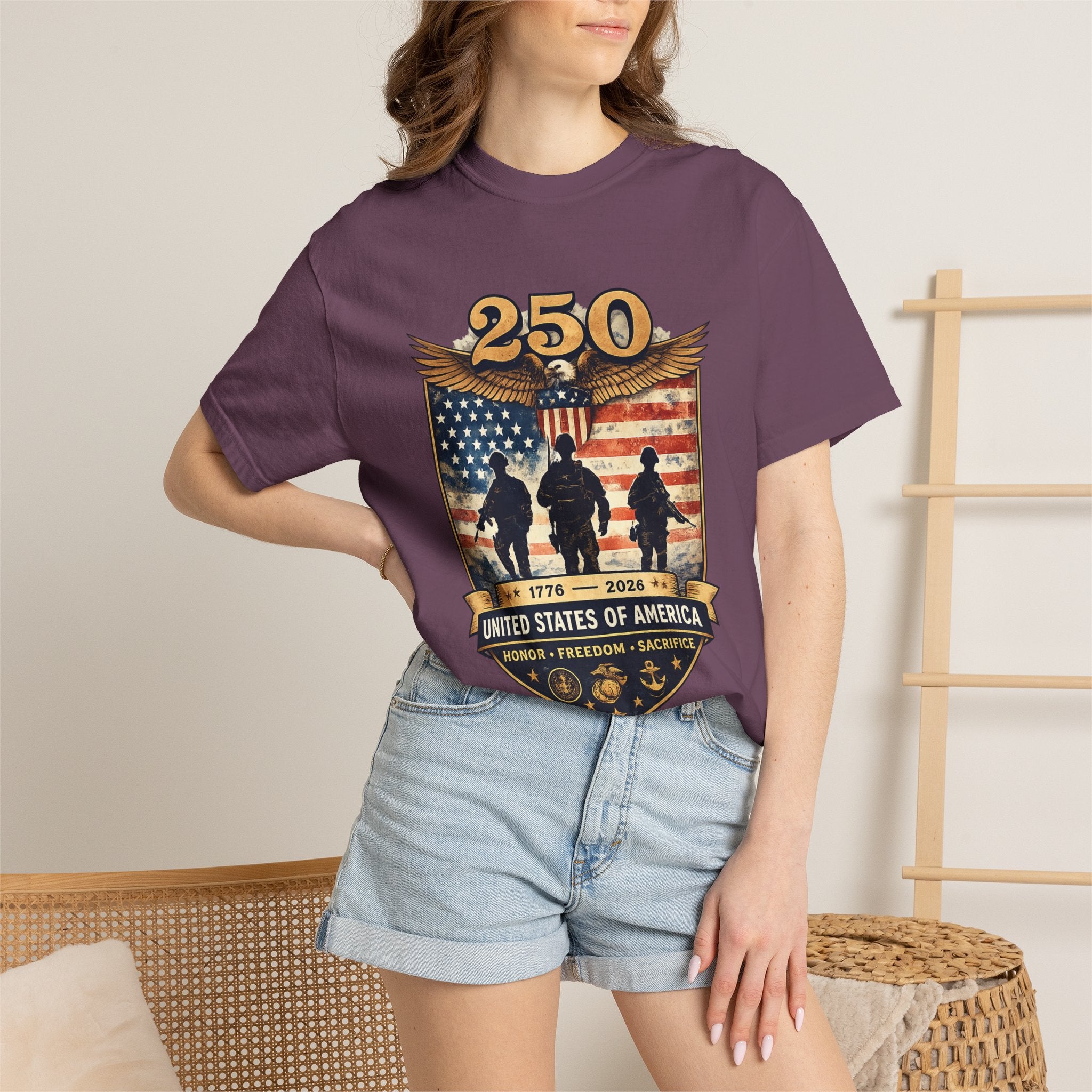 250 Years of Service Veteran T-Shirt — United States Military American Flag Design