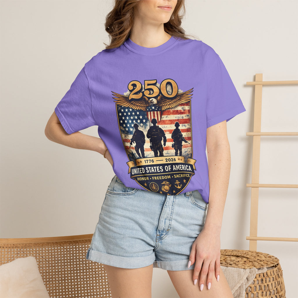 250 Years of Service Veteran T-Shirt — United States Military American Flag Design