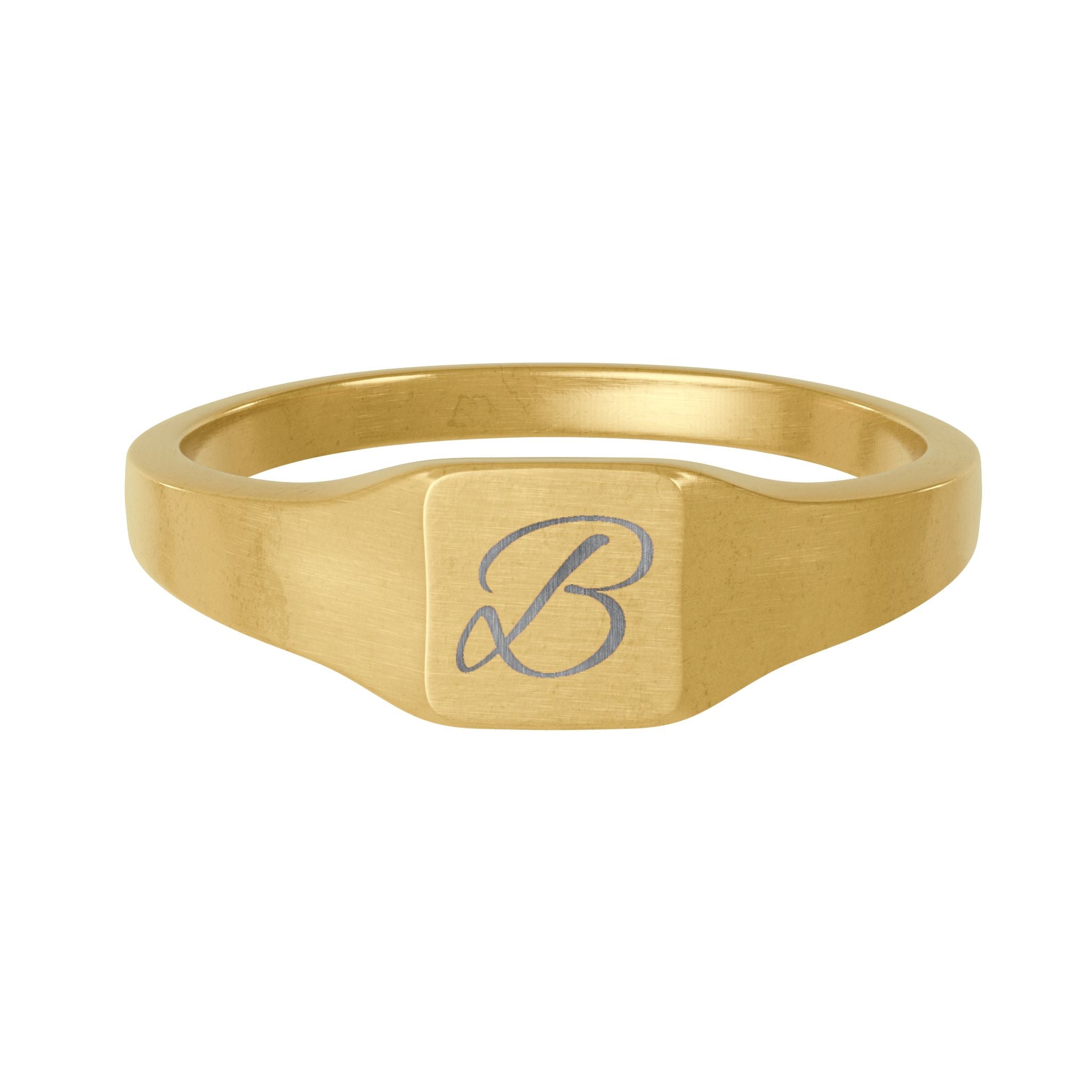 Engraved Square Signet Ring — Personalized Stainless Steel Initial Ring