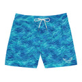 Men's Blue Ocean Wave Swim Shorts – Mid-Length Beach Trunks