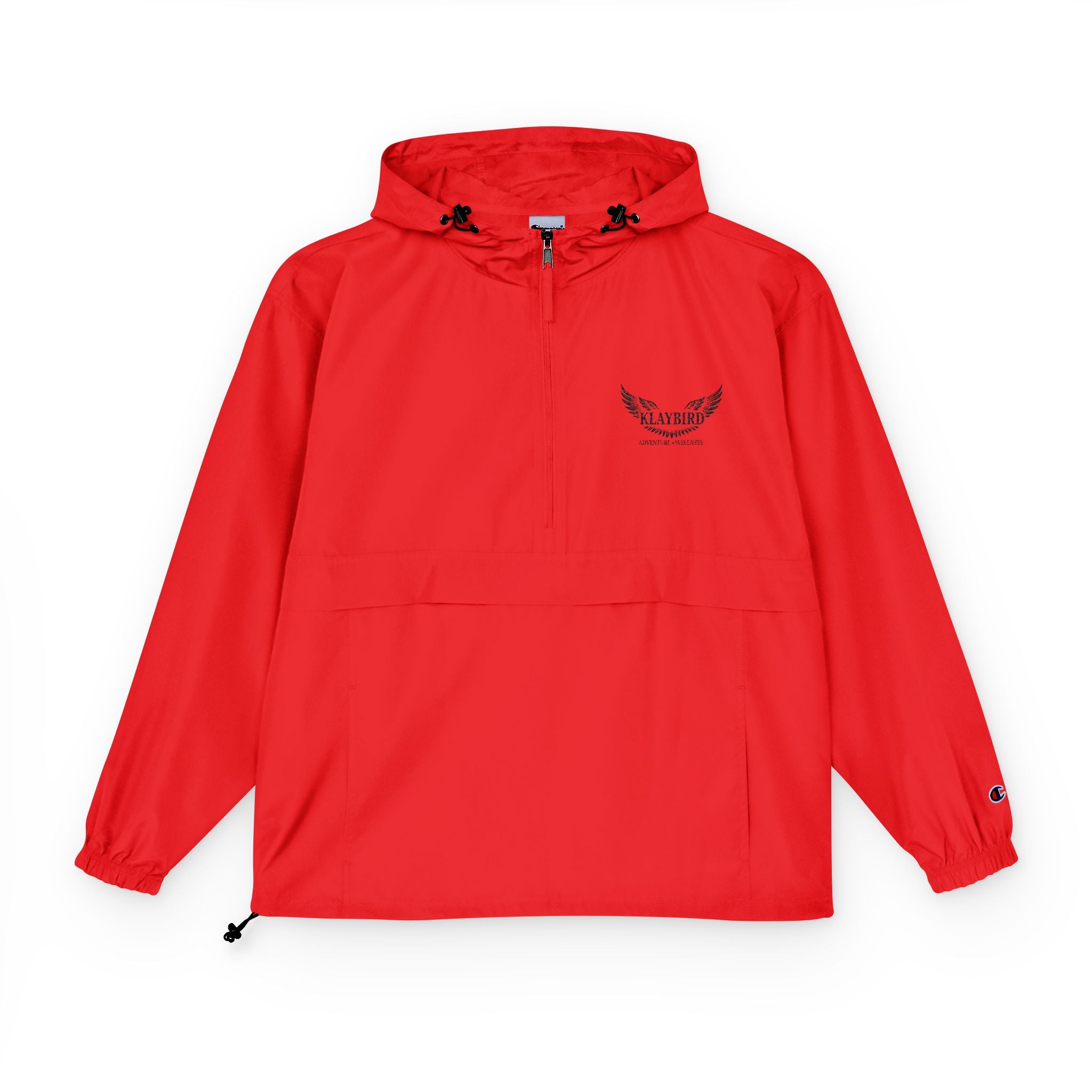Packable Anorak Jacket – Black Floral Chest Logo Windbreaker