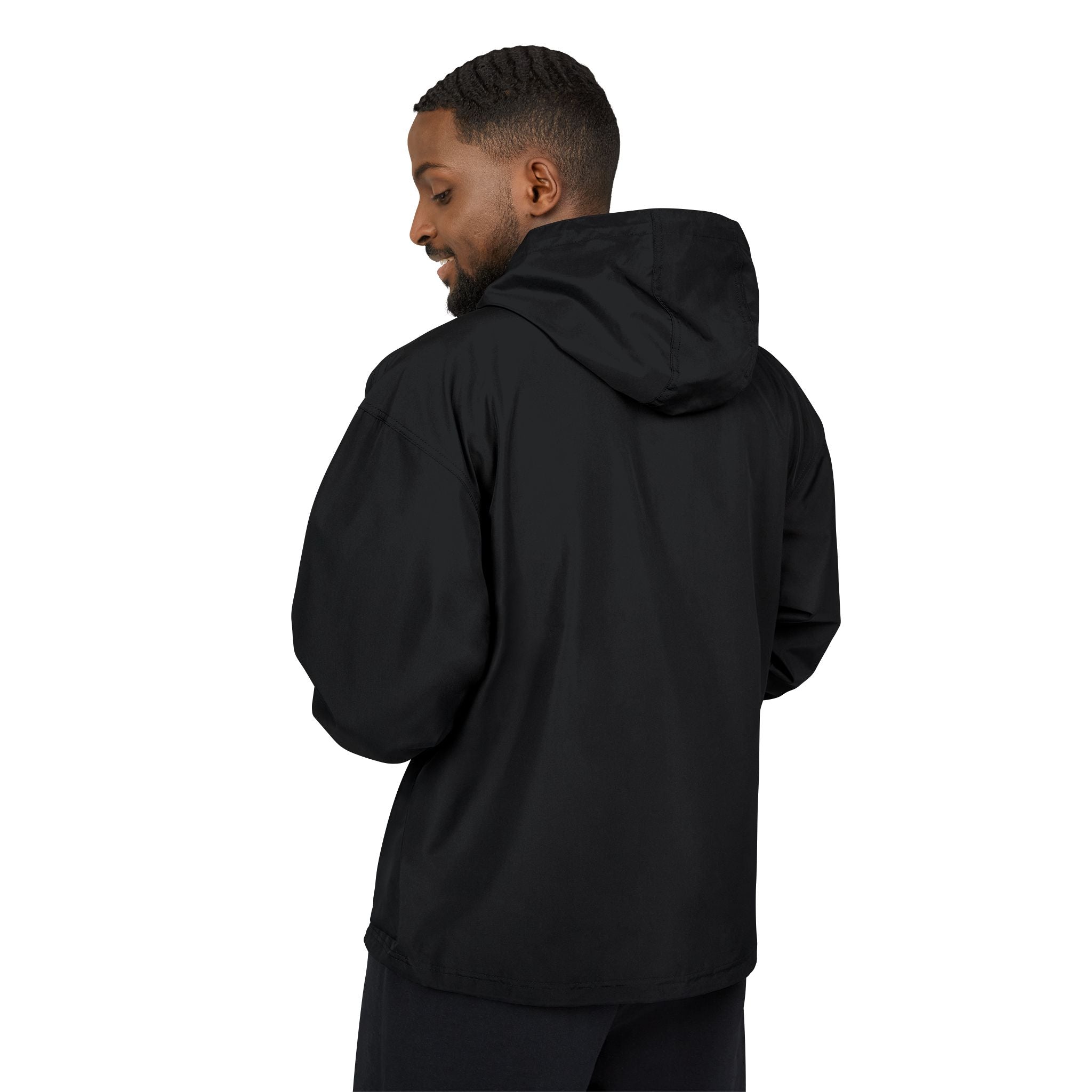 Packable Anorak Jacket – Black Floral Chest Logo Windbreaker