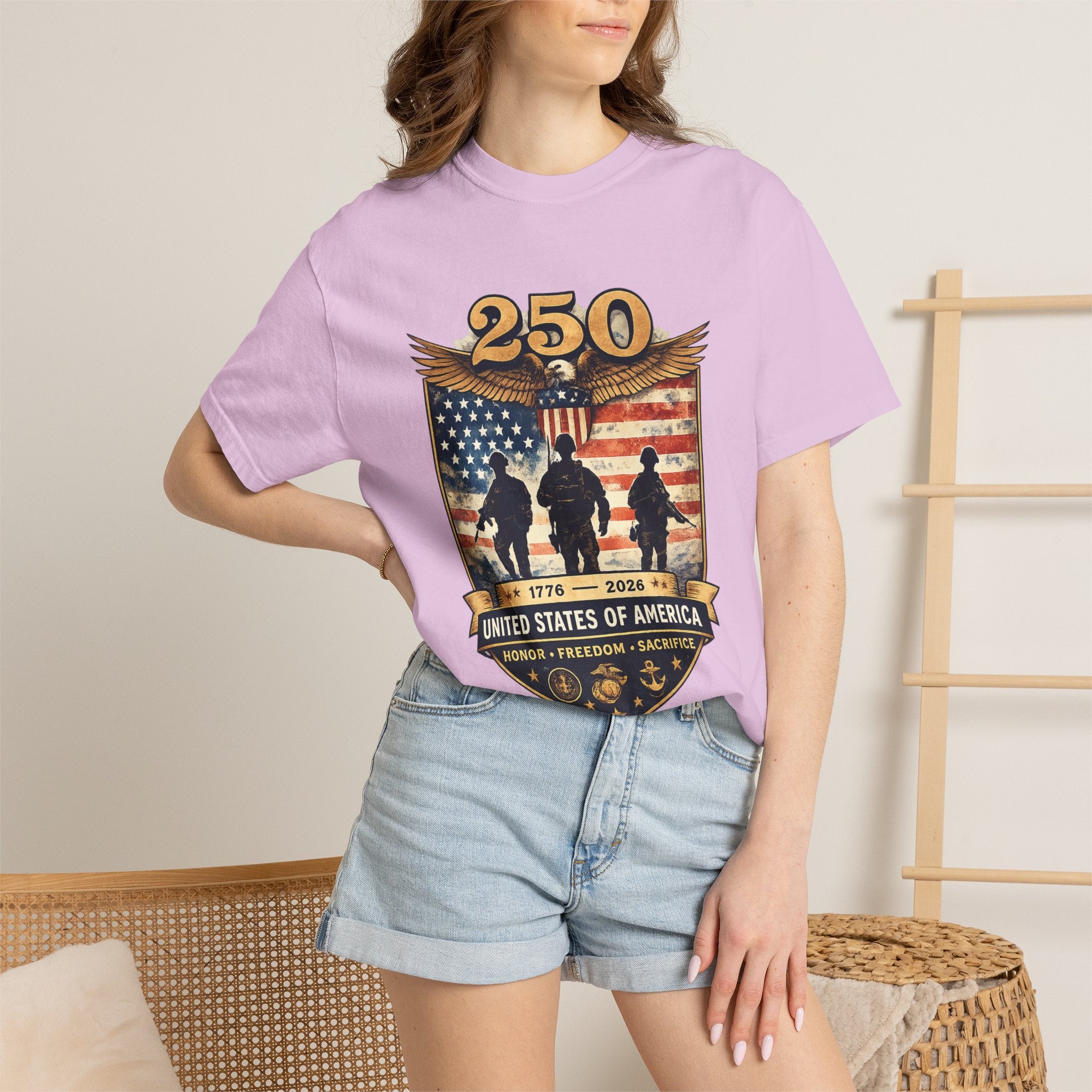 250 Years of Service Veteran T-Shirt — United States Military American Flag Design