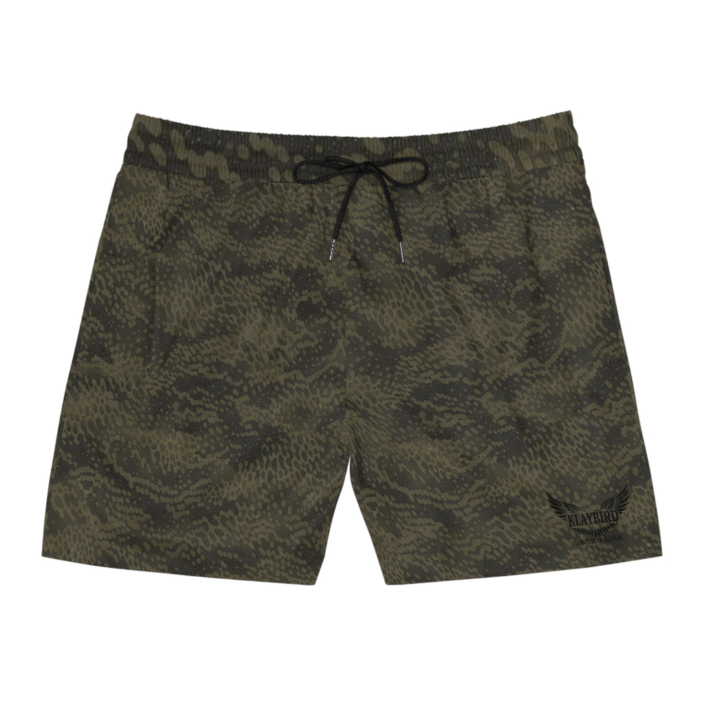Men's Camo Swim Shorts — Olive Green Tactical Pattern Mid-Length Trunks