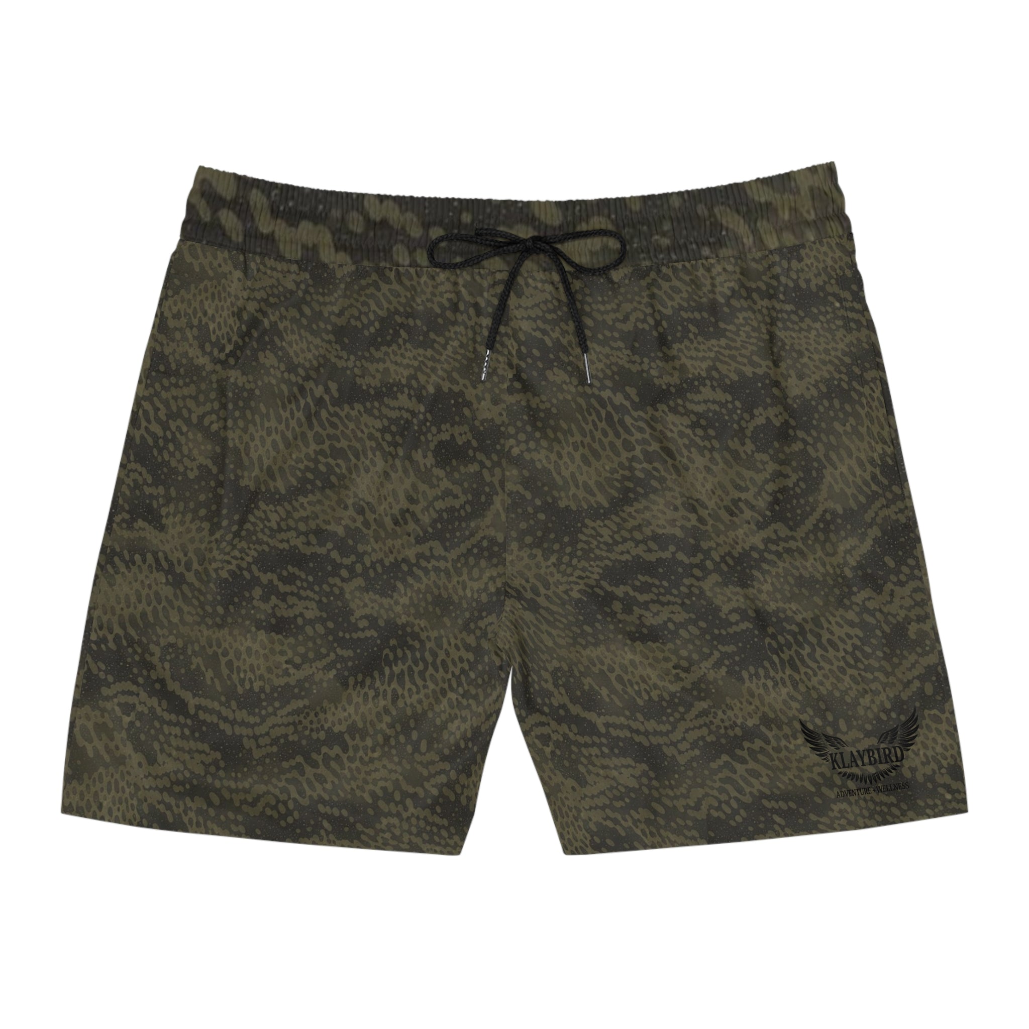 Men's Camo Swim Shorts — Olive Green Tactical Pattern Mid-Length Trunks