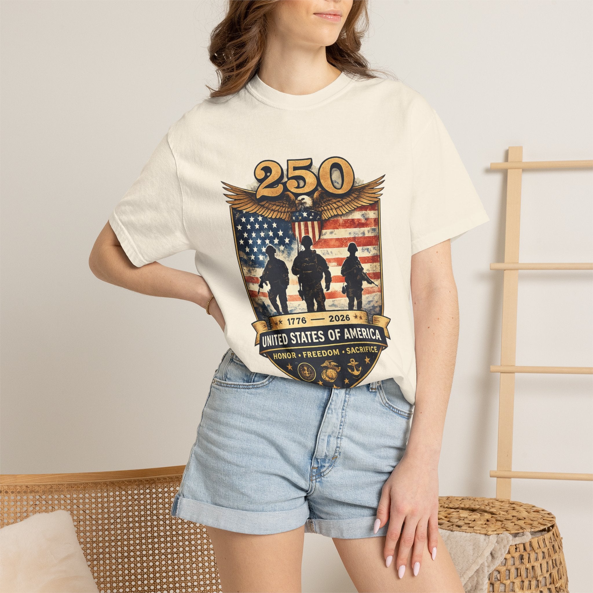 250 Years of Service Veteran T-Shirt — United States Military American Flag Design