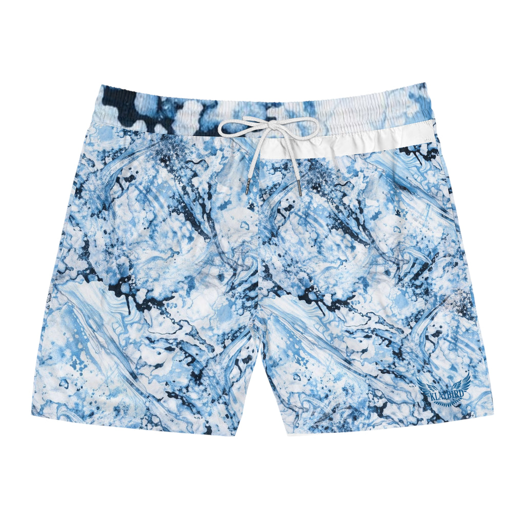 Blue Marble Swim Shorts — Men's Mid-Length Beach Trunks
