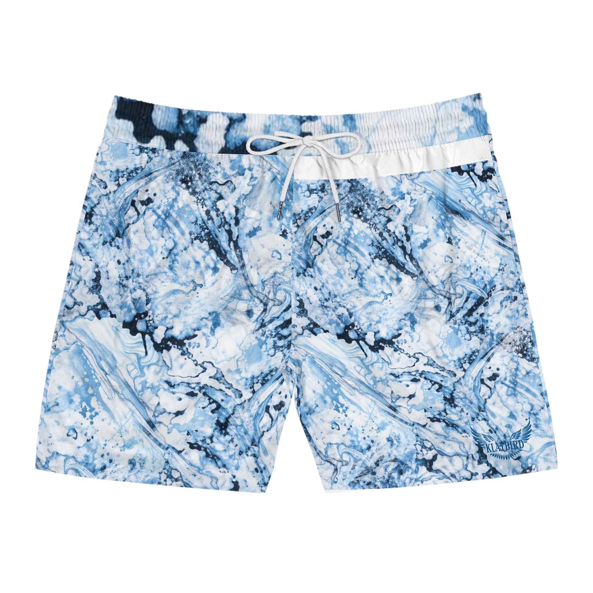 Blue Marble Swim Shorts — Men's Mid-Length Beach Trunks