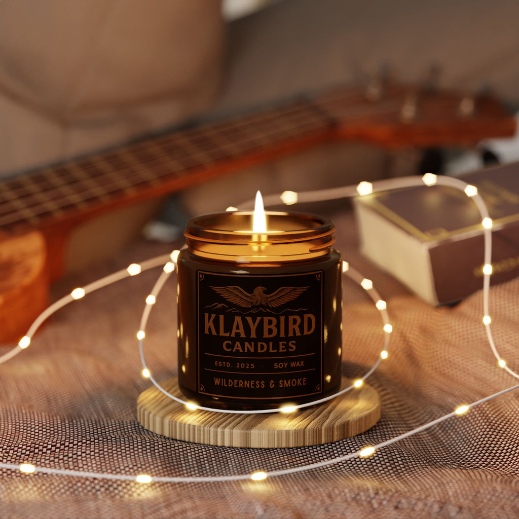 Mountain Trail Soy Candle 4 oz. — Amber Jar Scented Candle for Relaxation & Outdoor Vibes