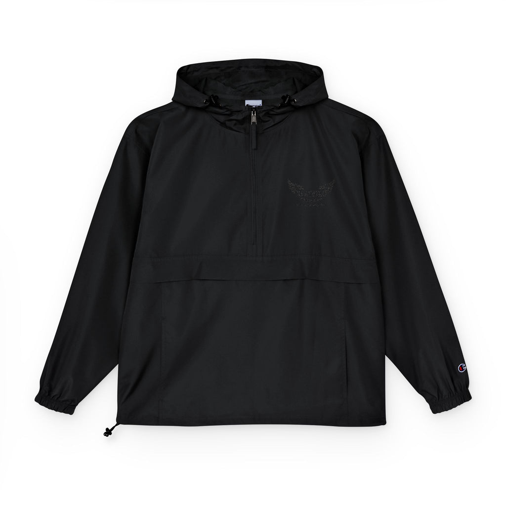 Packable Anorak Jacket – Black Floral Chest Logo Windbreaker