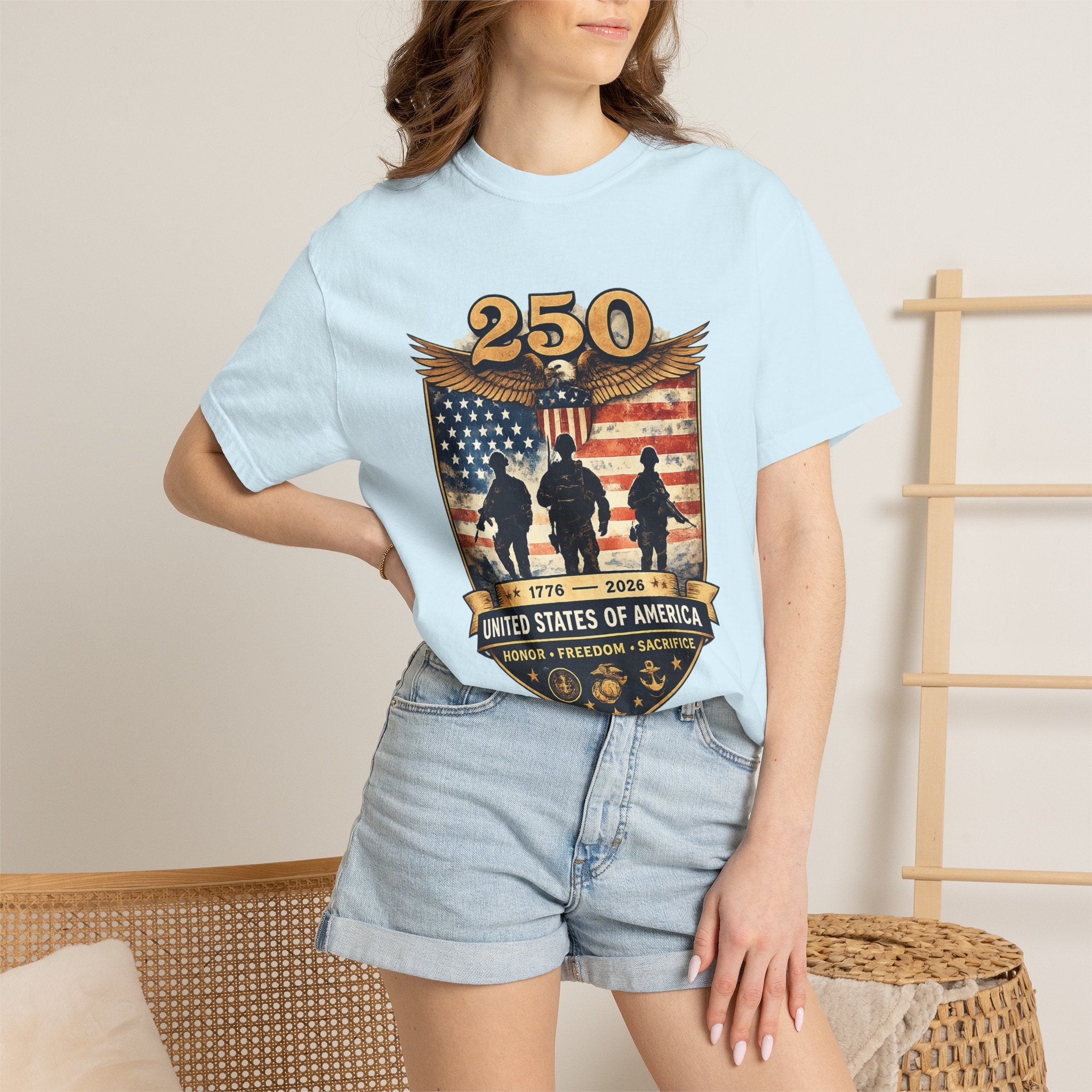 250 Years of Service Veteran T-Shirt — United States Military American Flag Design