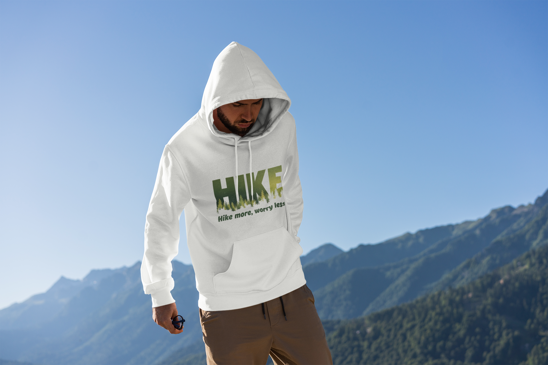Hoodie — "HIKE: Hike More, Worry Less" Outdoor Graphic Pullover