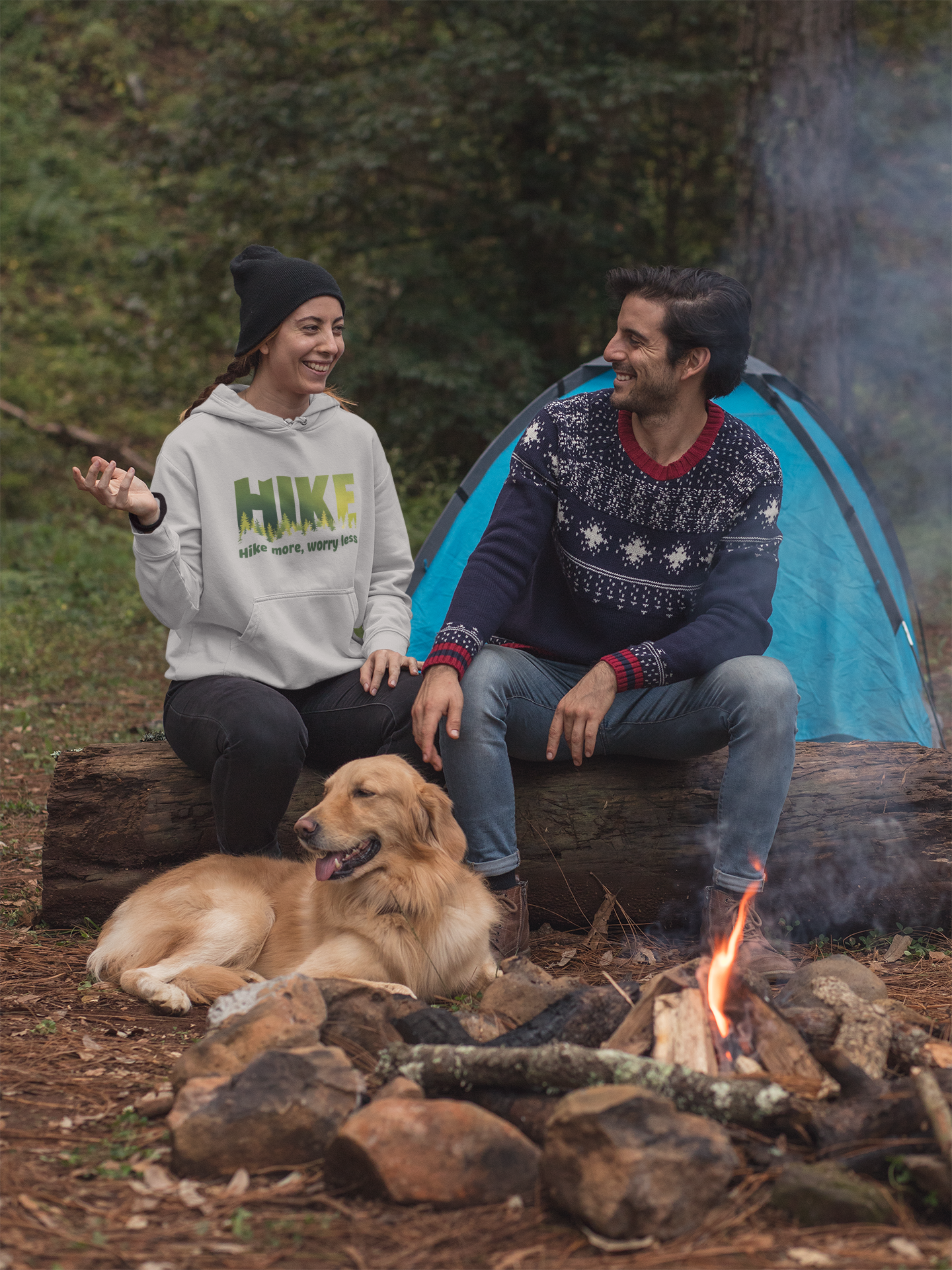 Hoodie — "HIKE: Hike More, Worry Less" Outdoor Graphic Pullover