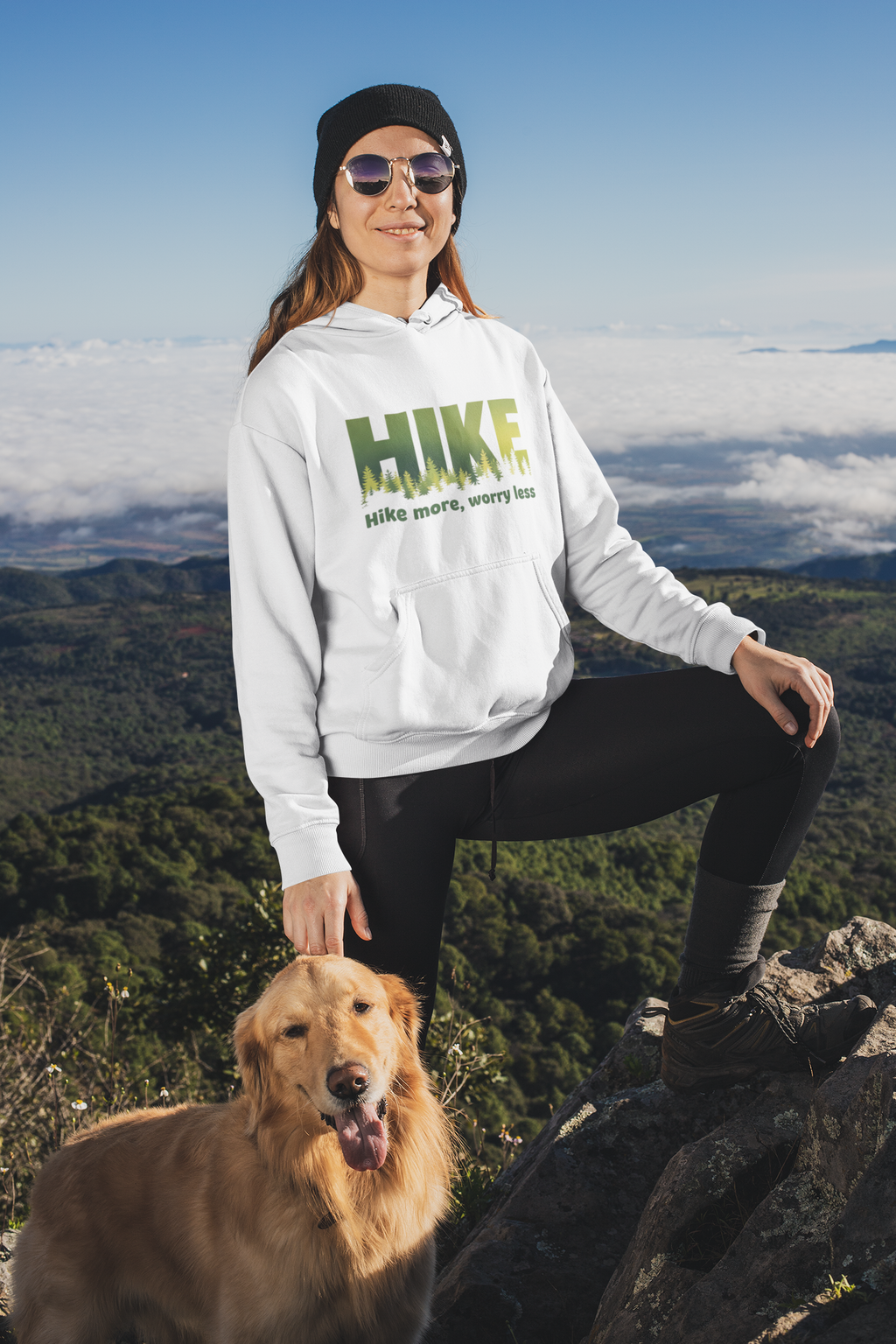 Hoodie — "HIKE: Hike More, Worry Less" Outdoor Graphic Pullover