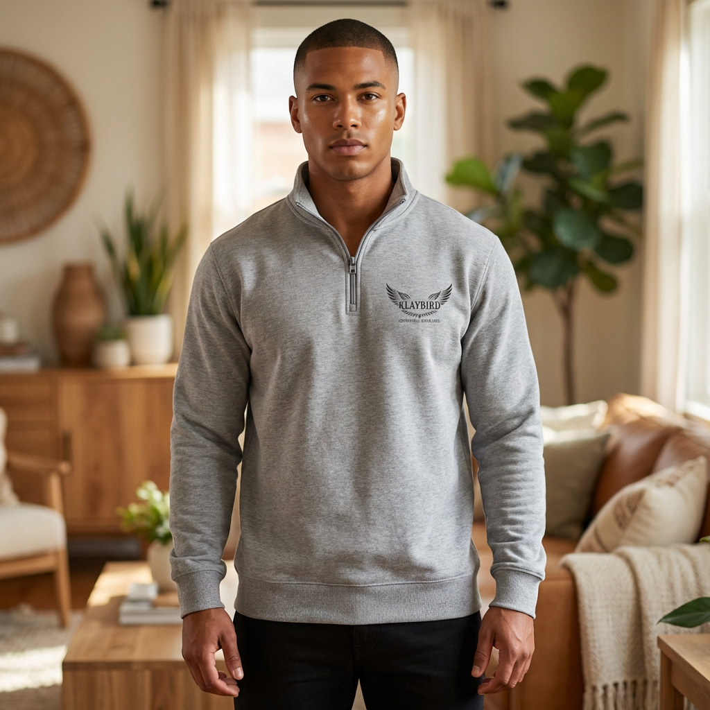 Laurel Wreath Crest Embroidered Pullover | Quarter Zip Fleece