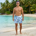 Blue Marble Swim Shorts — Men's Mid-Length Beach Trunks