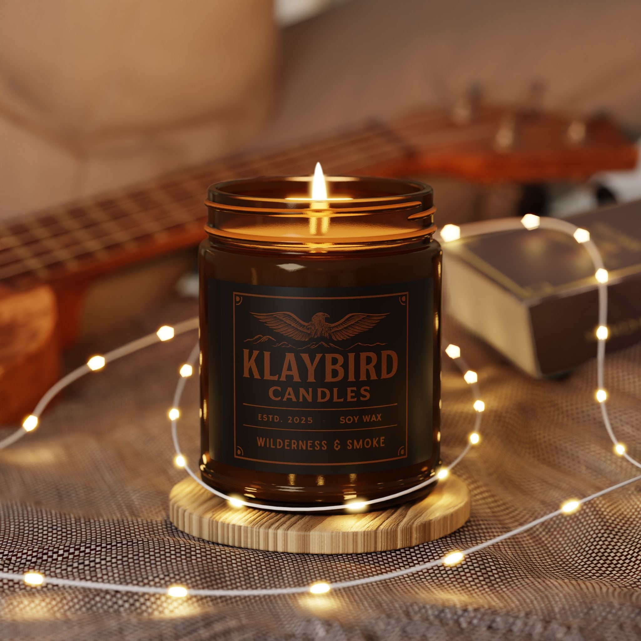 Mountain Trail Soy Candle 9 oz. — Amber Jar Scented Candle for Relaxation & Outdoor Vibes