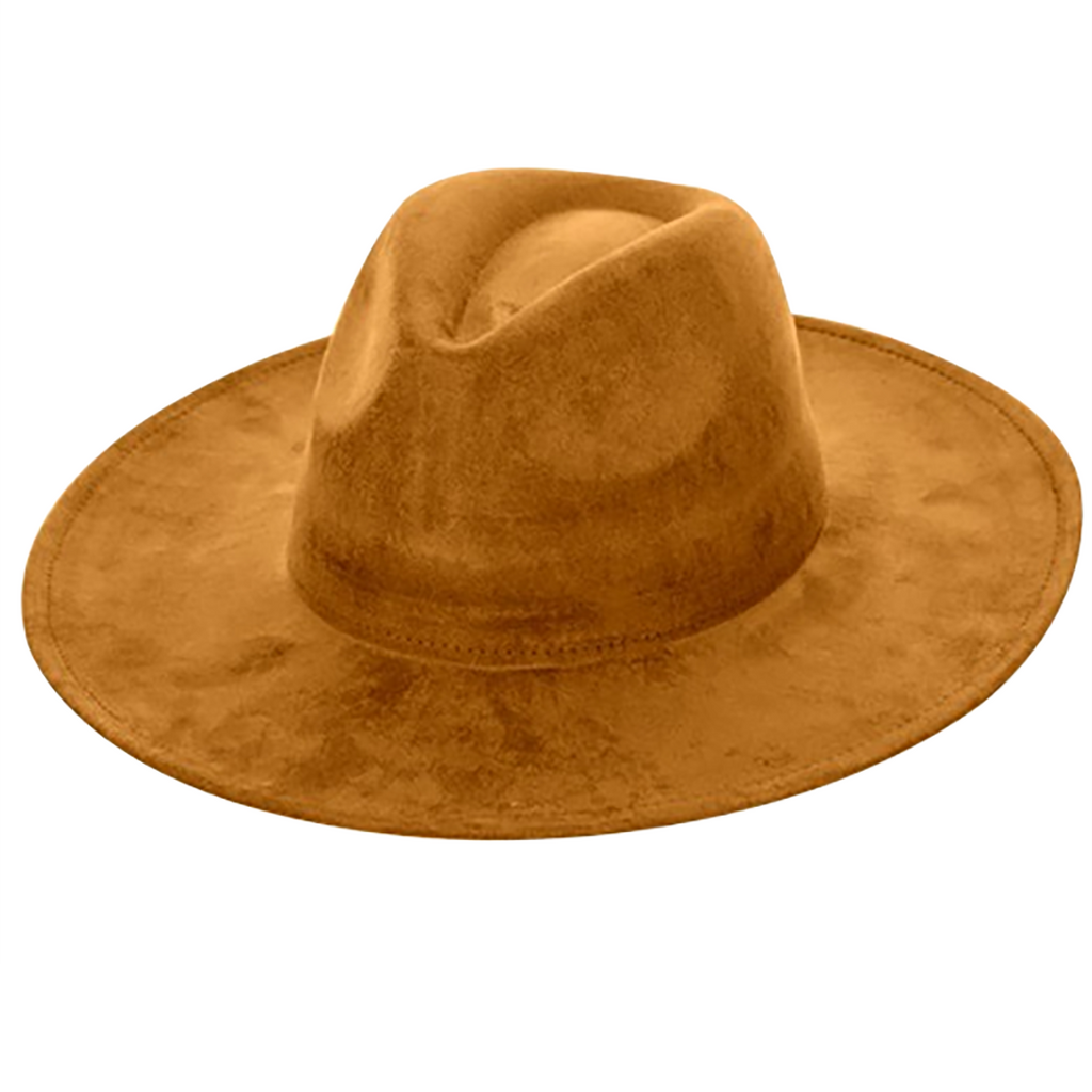 Suede Cowboy Hat - Flat Brim, Adjustable Fit