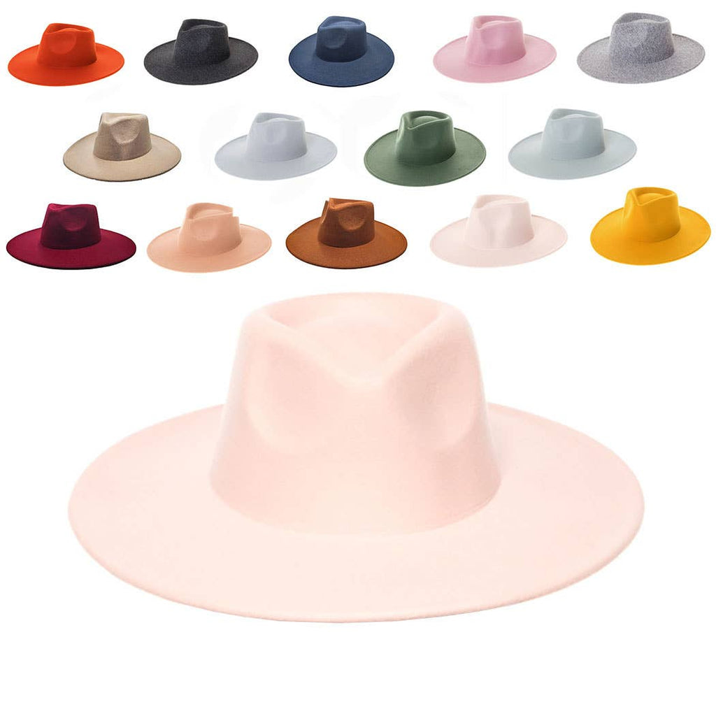 Felt Rancher Fedora Hat with Wide Brim