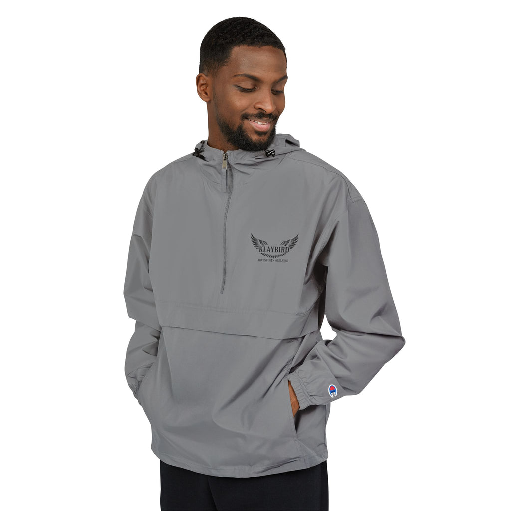 Packable Anorak Jacket – Black Floral Chest Logo Windbreaker