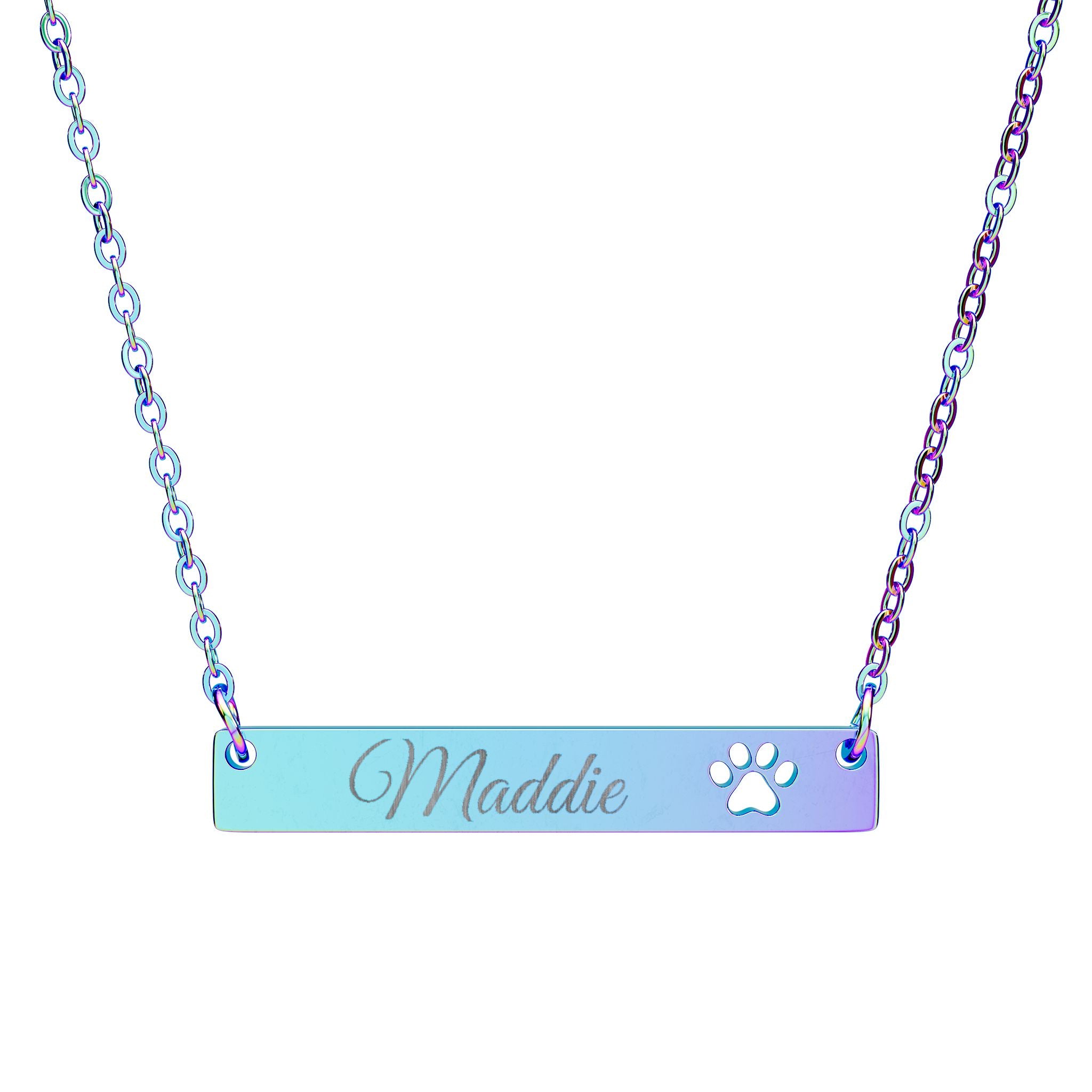 Cutout Paw Bar Necklace (Engraving)