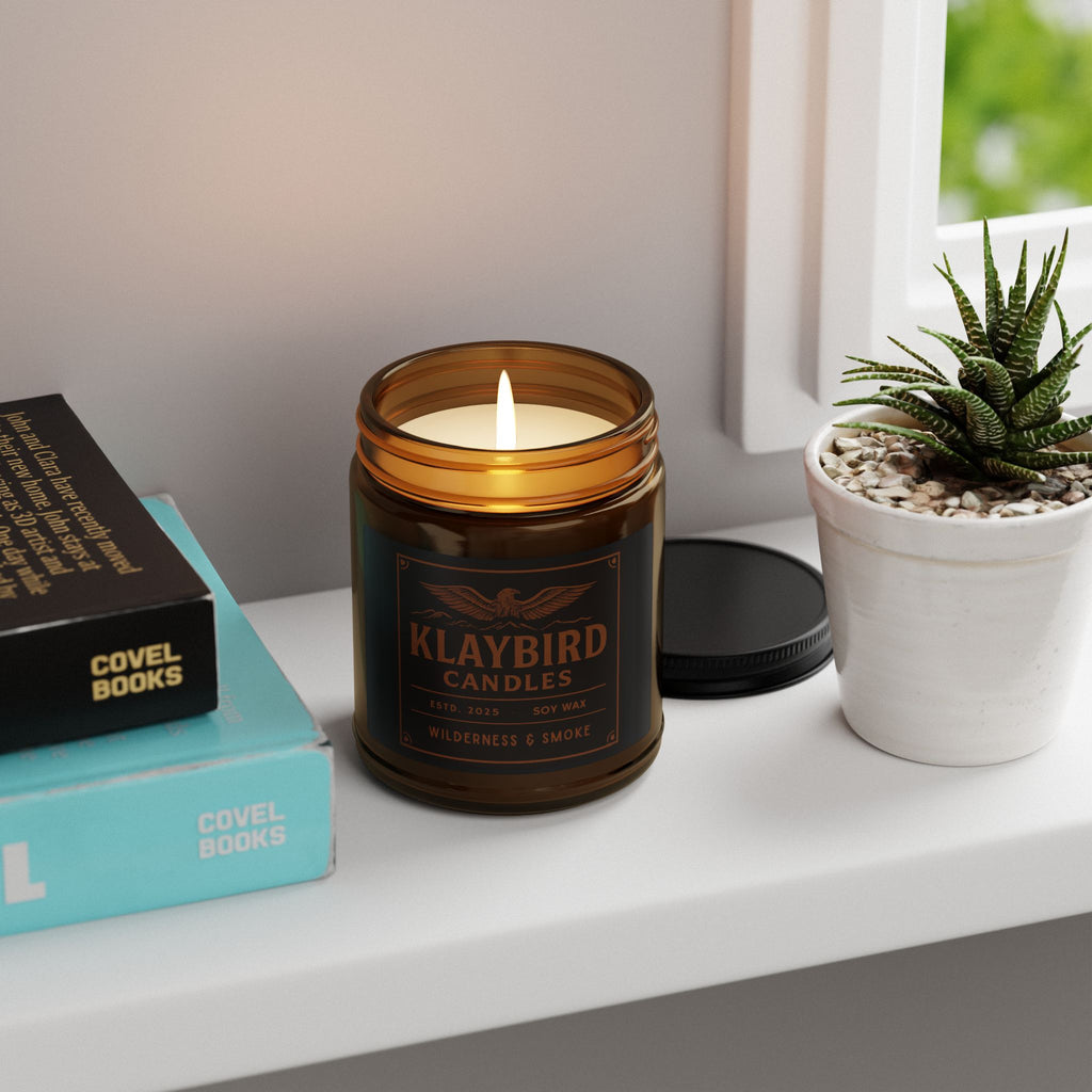 Mountain Trail Soy Candle 9 oz. — Amber Jar Scented Candle for Relaxation & Outdoor Vibes