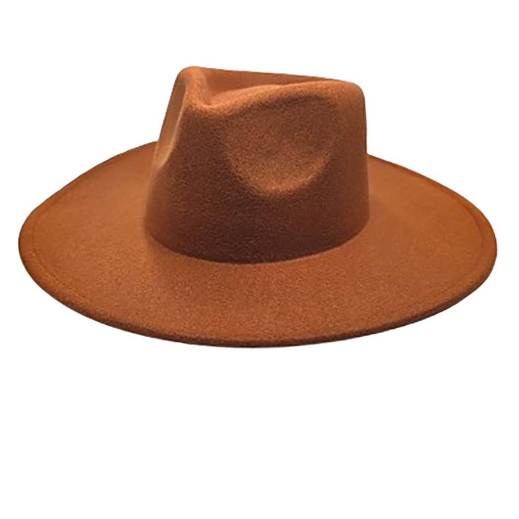 Felt Rancher Fedora Hat with Wide Brim