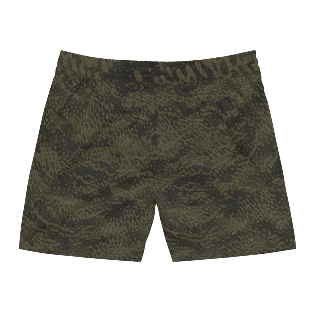 Men's Camo Swim Shorts — Olive Green Tactical Pattern Mid-Length Trunks