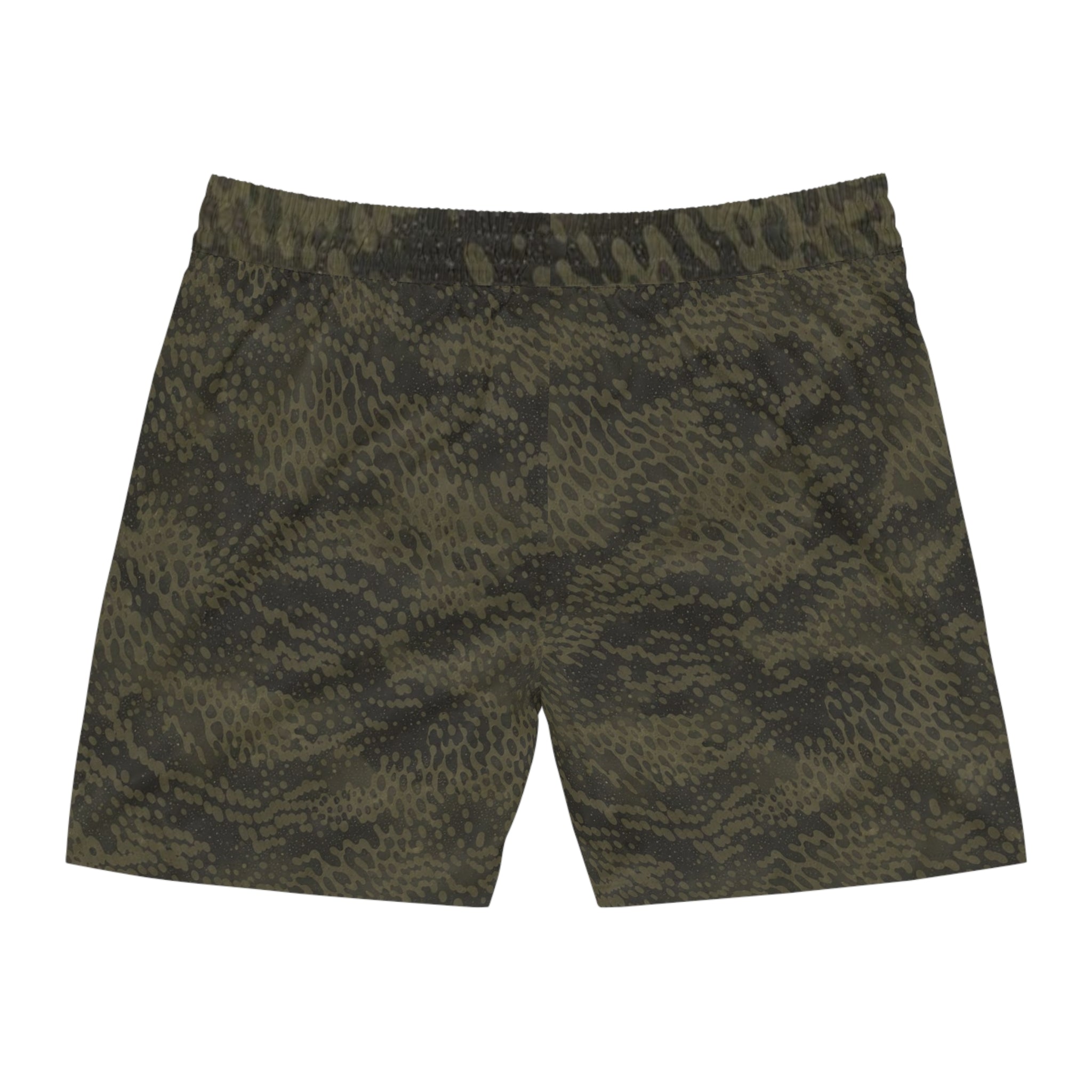 Men's Camo Swim Shorts — Olive Green Tactical Pattern Mid-Length Trunks