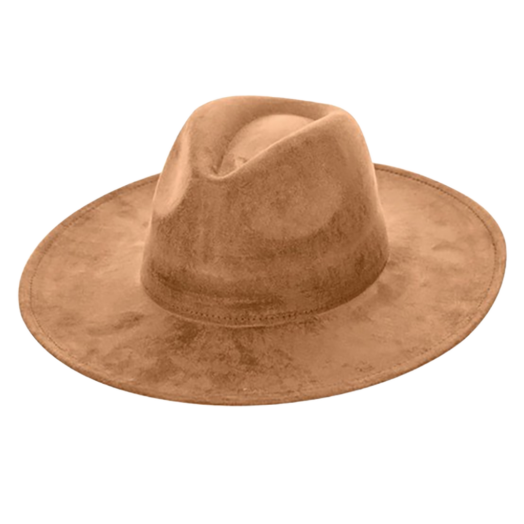 Suede Cowboy Hat - Flat Brim, Adjustable Fit