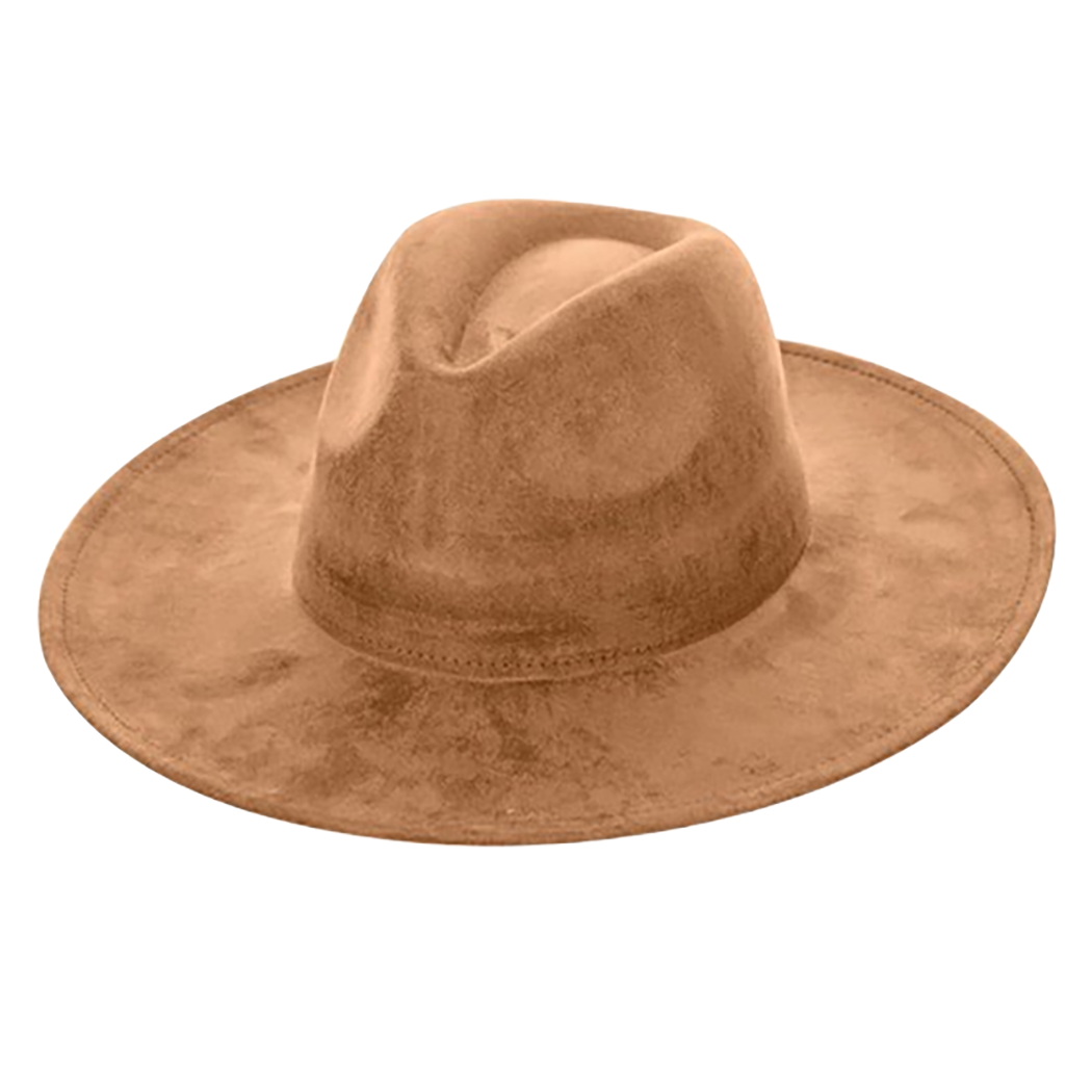 Suede Cowboy Hat - Flat Brim, Adjustable Fit