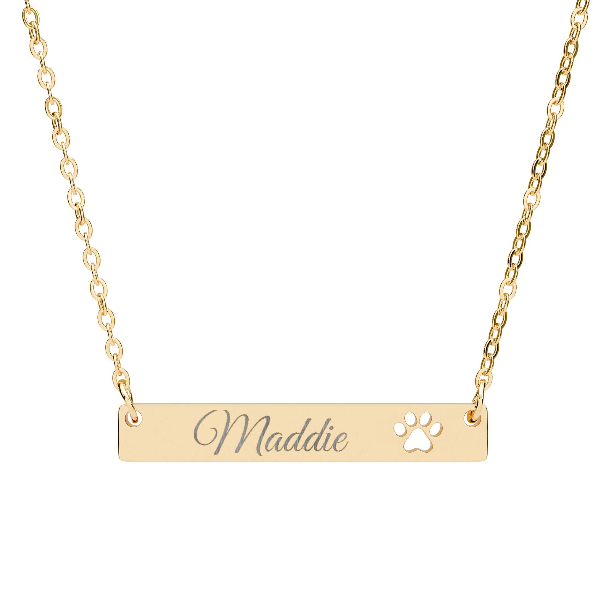 Cutout Paw Bar Necklace (Engraving)