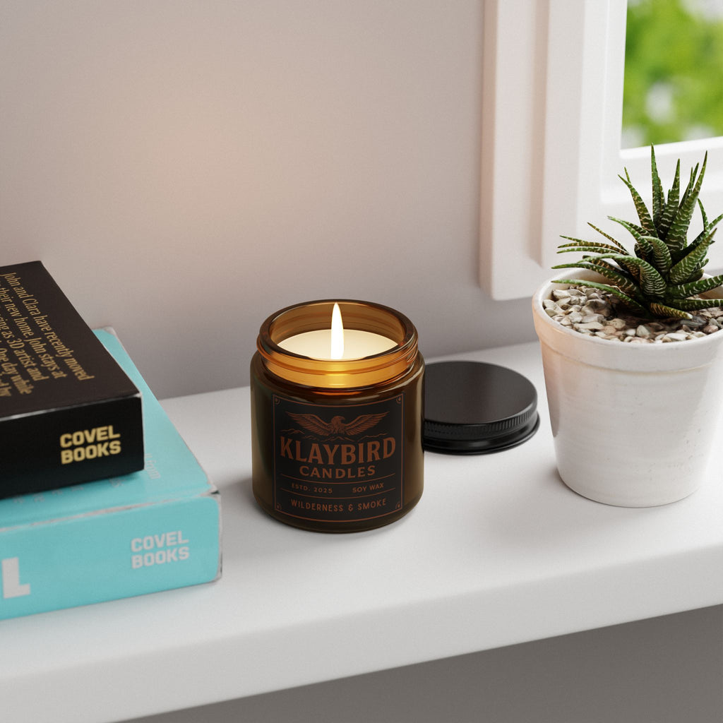 Mountain Trail Soy Candle 4 oz. — Amber Jar Scented Candle for Relaxation & Outdoor Vibes