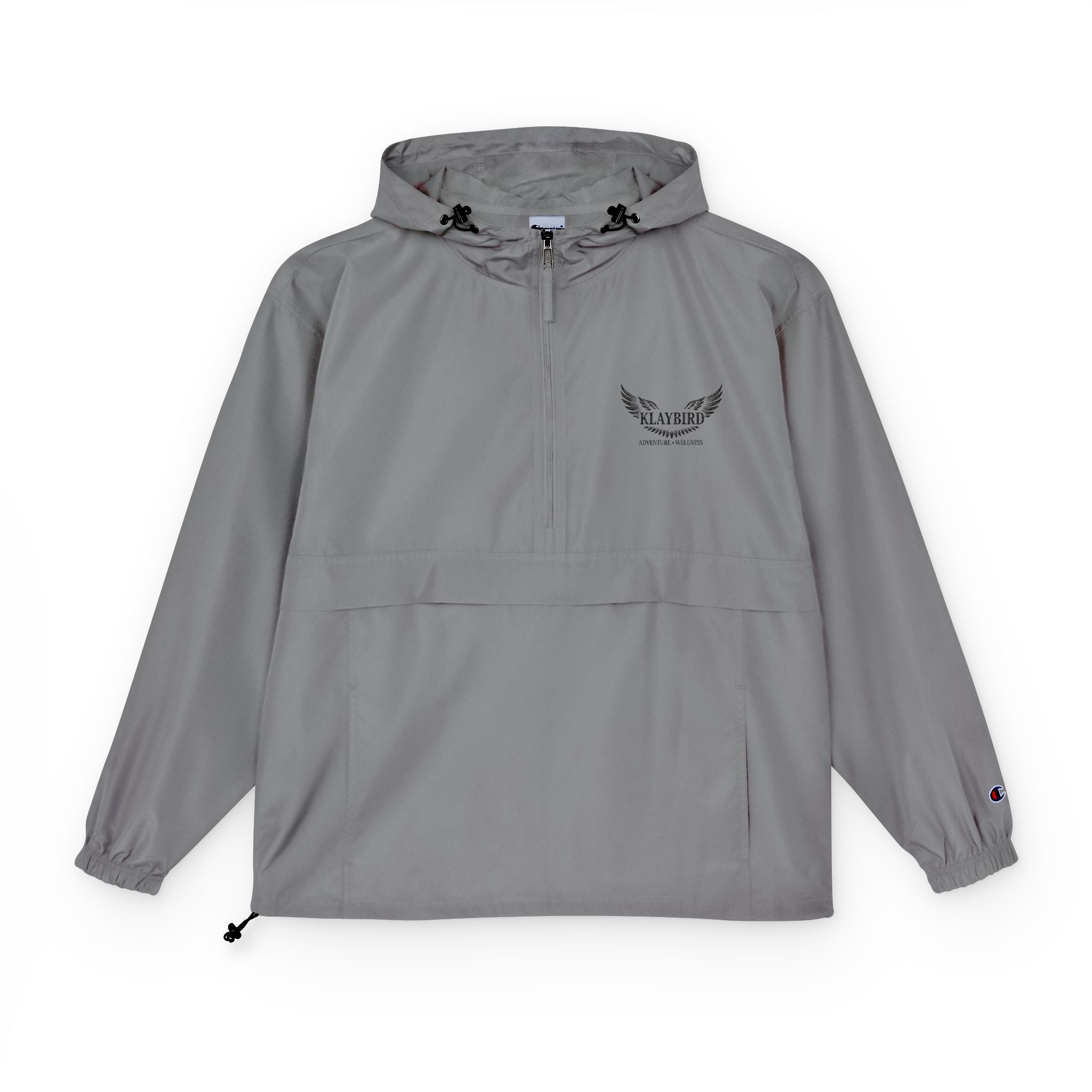 Packable Anorak Jacket – Black Floral Chest Logo Windbreaker