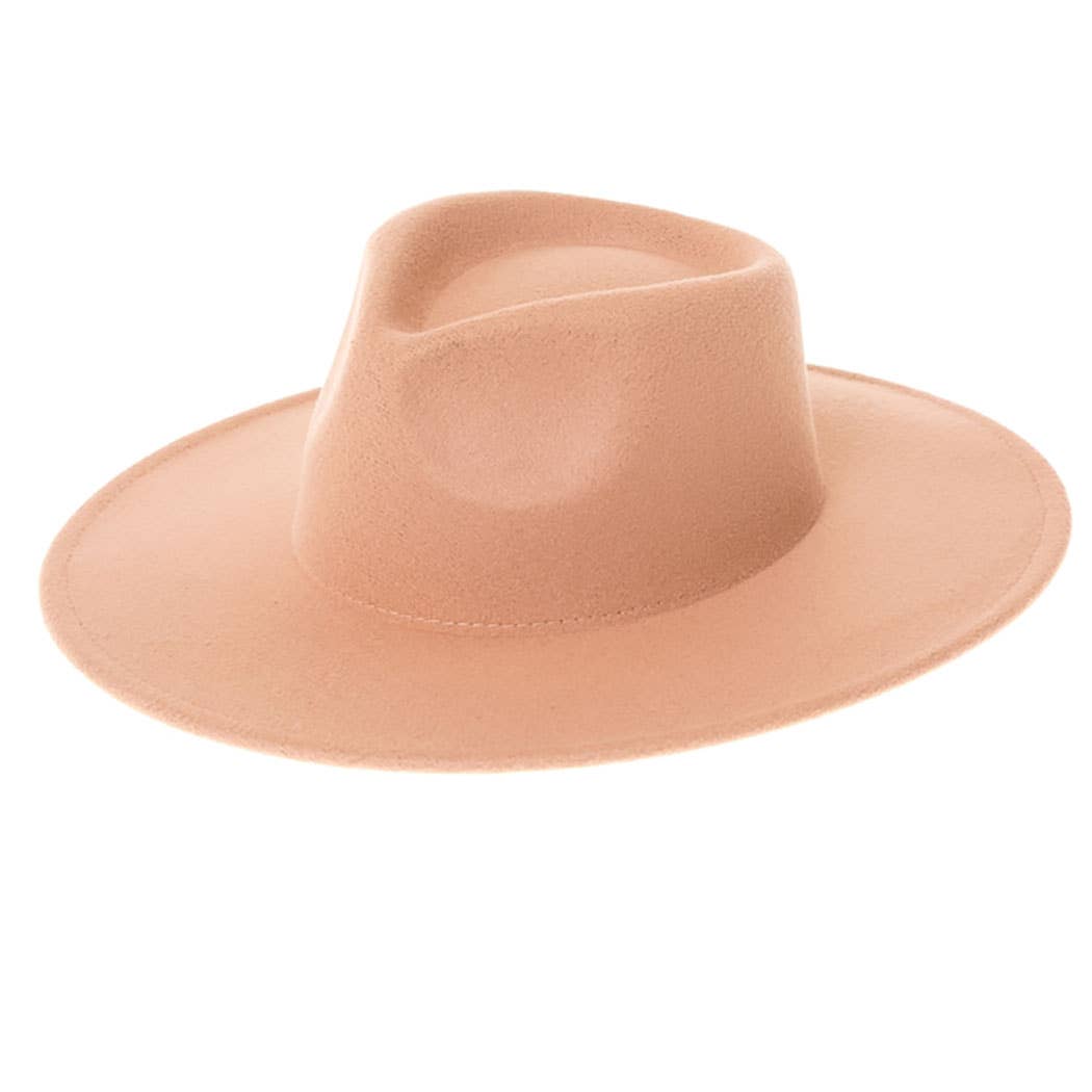 Felt Rancher Fedora Hat with Wide Brim