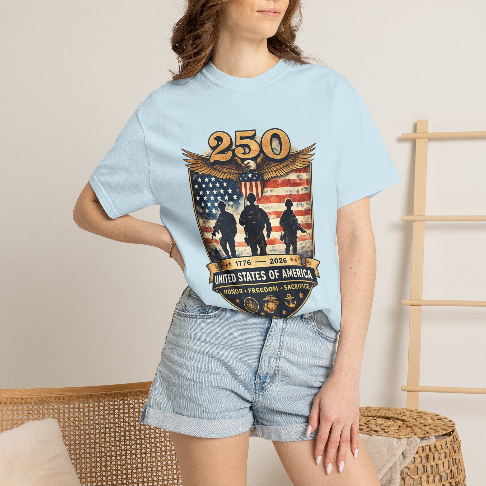250 Years of Service Veteran T-Shirt — United States Military American Flag Design