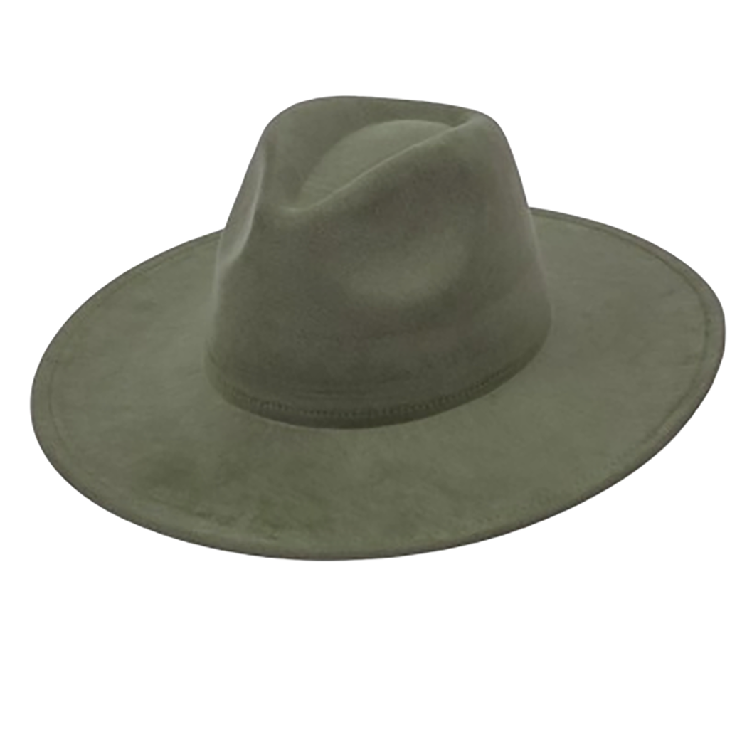 Suede Cowboy Hat - Flat Brim, Adjustable Fit