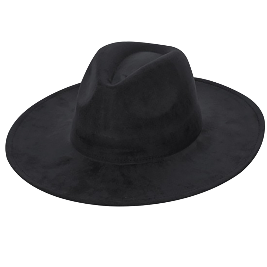 Suede Cowboy Hat - Flat Brim, Adjustable Fit