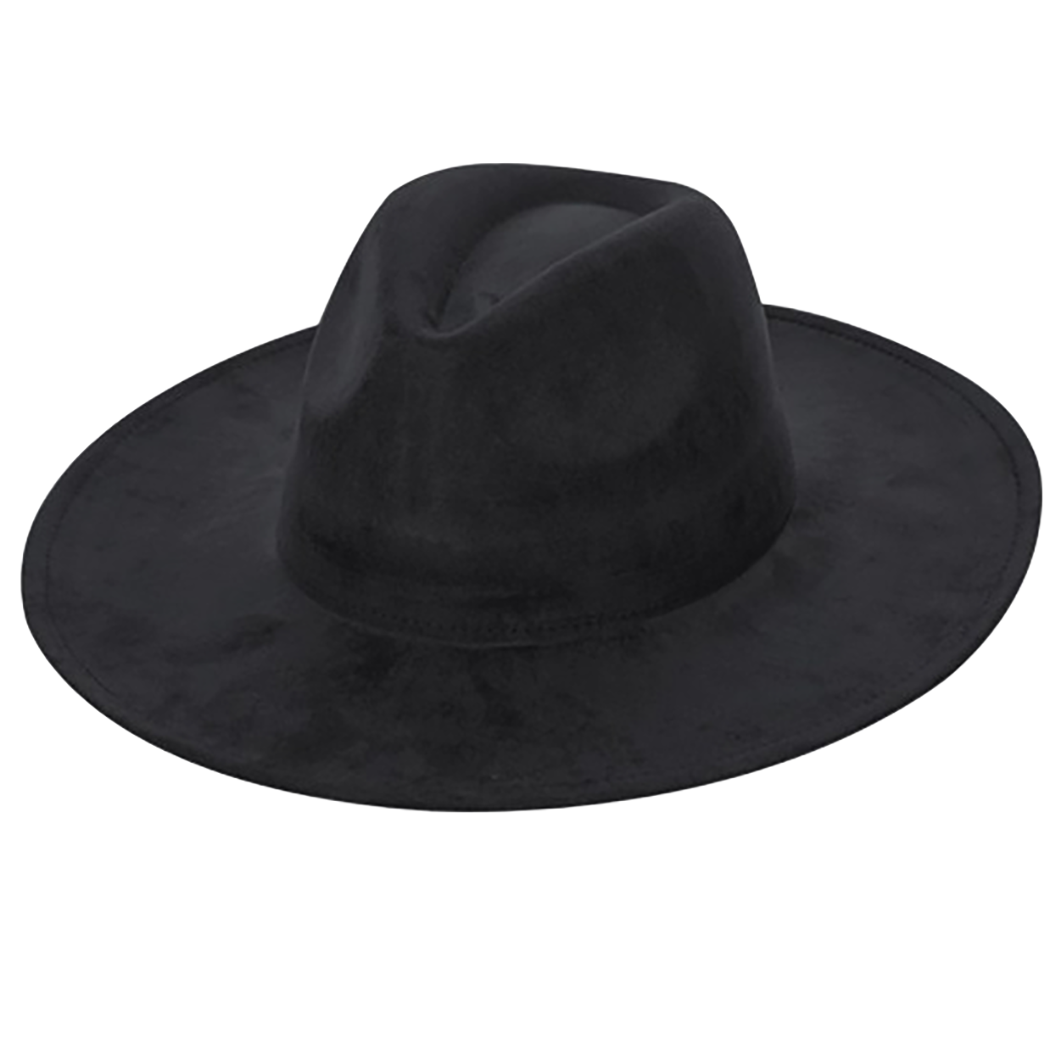 Suede Cowboy Hat - Flat Brim, Adjustable Fit