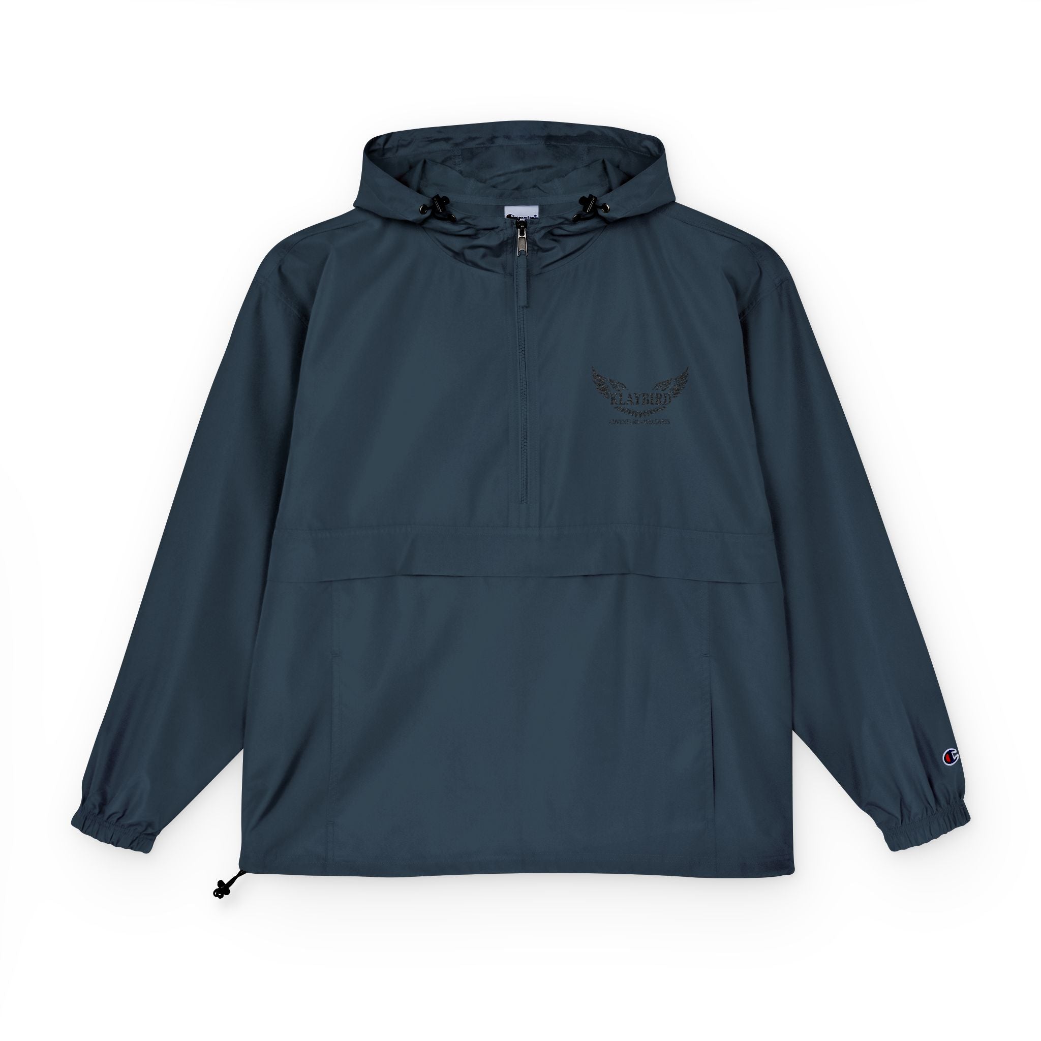 Packable Anorak Jacket – Black Floral Chest Logo Windbreaker