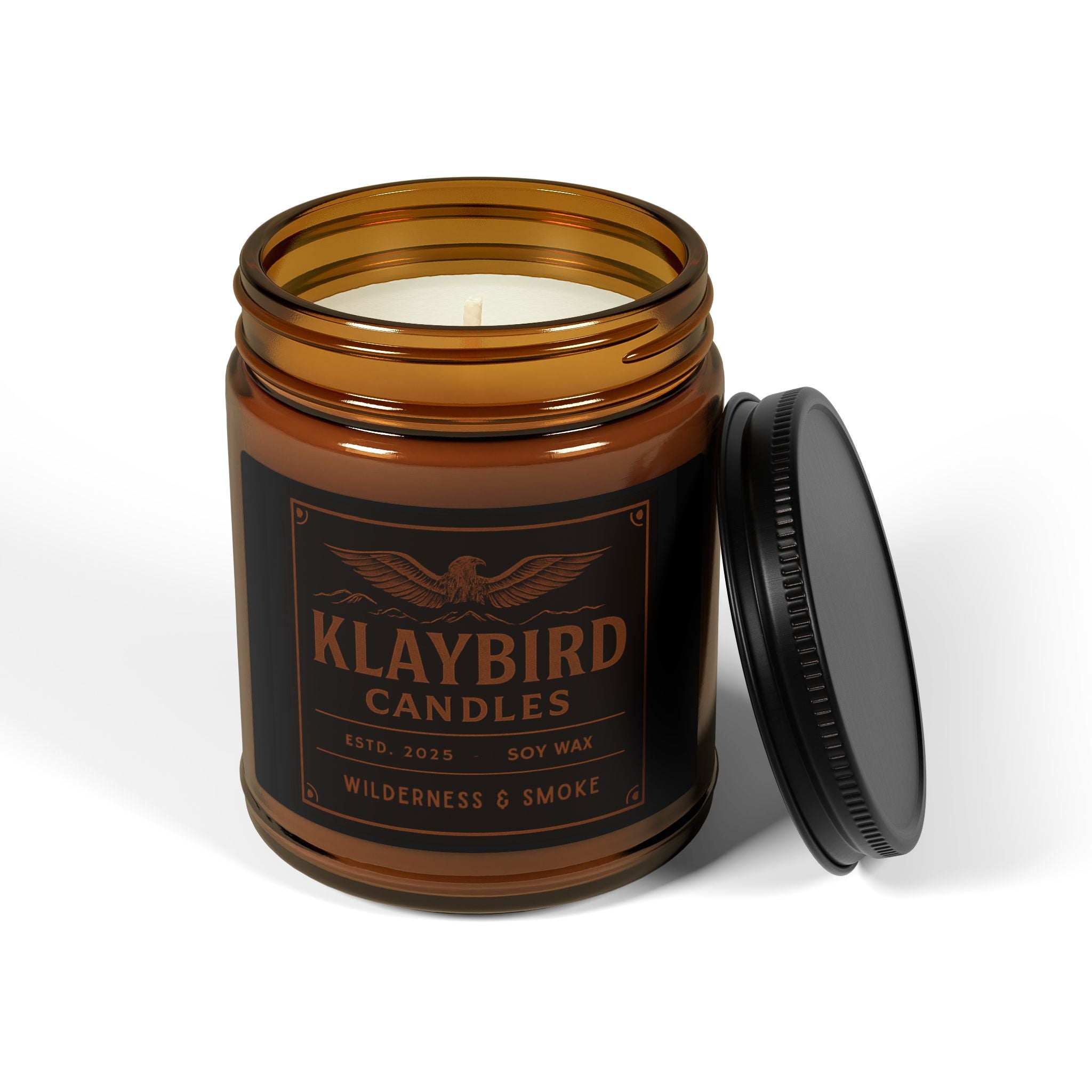 Mountain Trail Soy Candle 9 oz. — Amber Jar Scented Candle for Relaxation & Outdoor Vibes