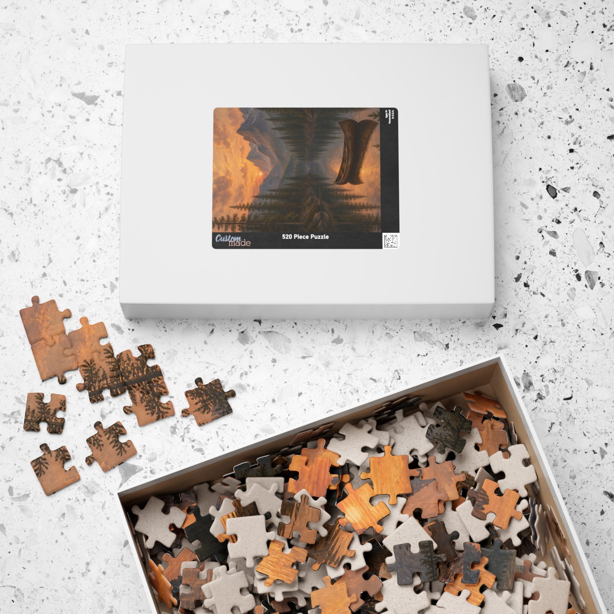 Sunset Mountain Lake Canoe Puzzle | Scenic Landscape Jigsaw