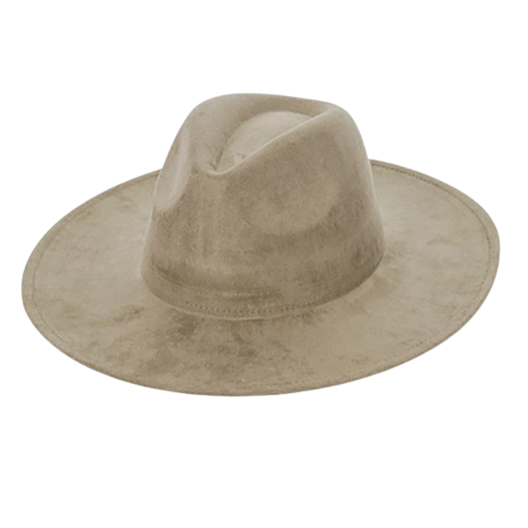 Suede Cowboy Hat - Flat Brim, Adjustable Fit