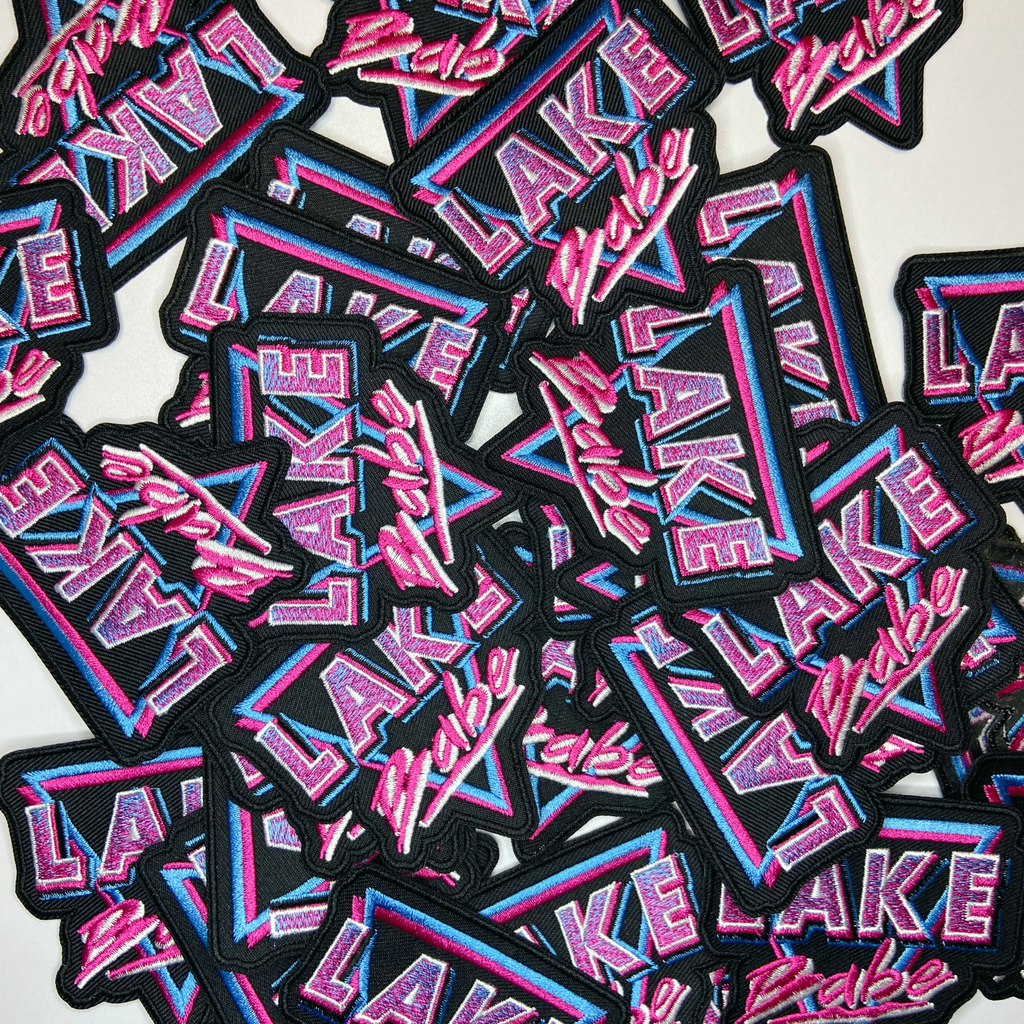 3" Lake Babe in Pink, Black and Blue -  Embroidered Hat Patch