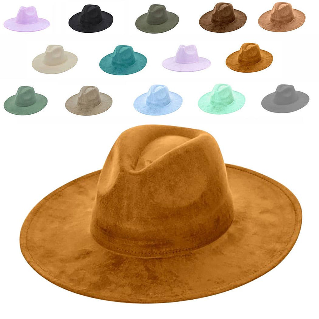 Suede Cowboy Hat - Flat Brim, Adjustable Fit