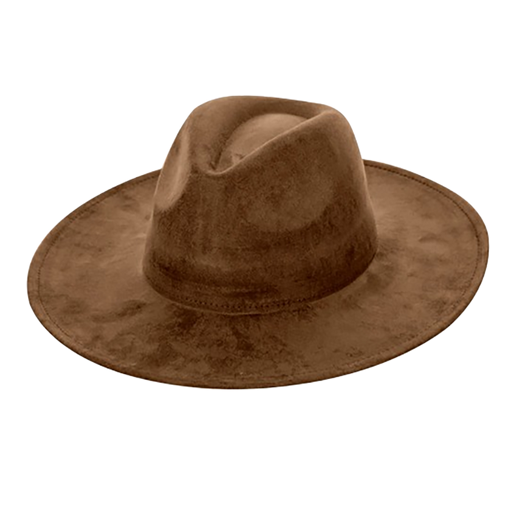 Suede Cowboy Hat - Flat Brim, Adjustable Fit